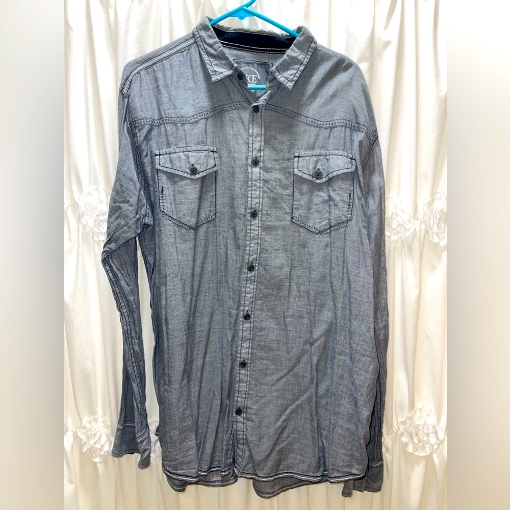 BKE XL dark gray linen type button down shirt